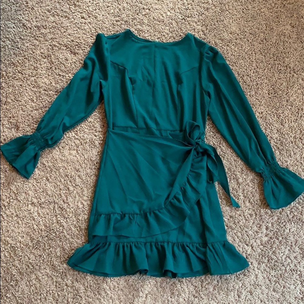 Green ruffle dress